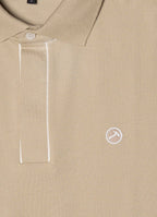 Short Sleeve Pique Knit Cotton Polo — Embroidered Chest Detail, Hidden Button Placket