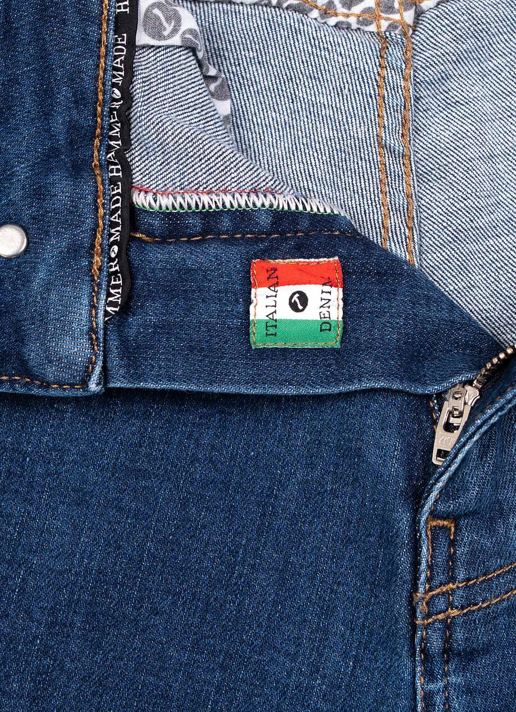 Tapered Italian Stretch Denim Jeans — Medium Wash, Stay-Put Waistband, 97% Cotton