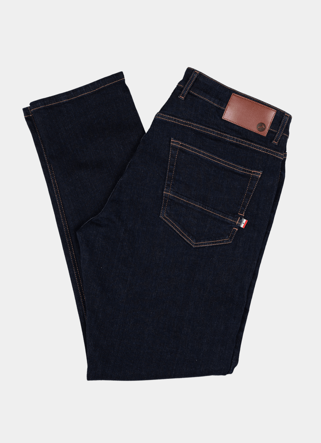 Tapered Italian Stretch Denim Jeans — Stay-Put Waistband, Printed Pocket Lining, 97% Cotton