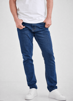 Tapered Italian Stretch Denim Jeans — Medium Wash, Stay-Put Waistband, 97% Cotton