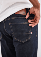 Tapered Italian Stretch Denim Jeans — Stay-Put Waistband, Printed Pocket Lining, 97% Cotton