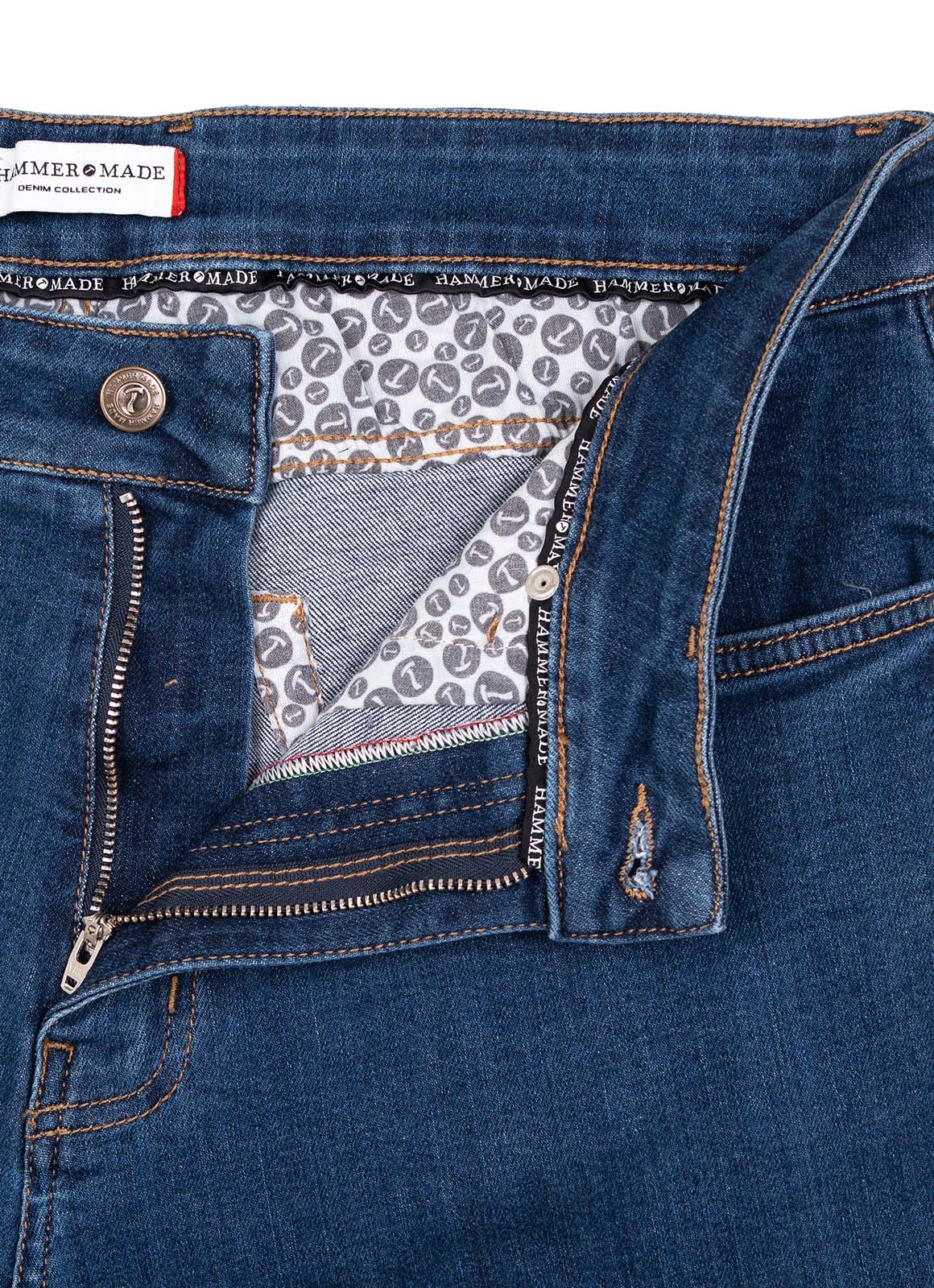 Tapered Italian Stretch Denim Jeans — Medium Wash, Stay-Put Waistband, 97% Cotton