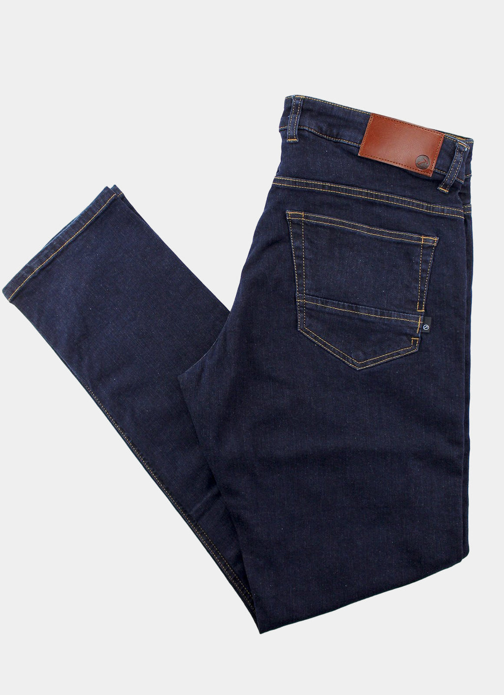 Tapered Stretch Denim Jeans Dark Wash — Slim Fit, Updated Waistband, Multiple Inseam Options