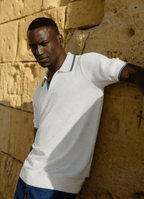 Split Neck Knit Polo — 100% Cotton, Refined Neckline, Versatile Smart-Casual Style