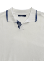 Split Neck Knit Polo — 100% Cotton, Refined Neckline, Versatile Smart-Casual Style
