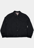 Full Button-Up Bomber Jacket — Black Exterior, Red & White Paisley Interior, Outer & Inner Pockets