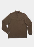 Cotton-Modal Pullover — 3-Button Collar, Chest Pocket, Elastic Waistband & Cuffs