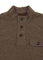 Cotton-Modal Pullover — 3-Button Collar, Chest Pocket, Elastic Waistband & Cuffs