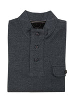 Cotton-Modal Pullover — 3-Button Collar, Chest Pocket, Elastic Waistband & Cuffs