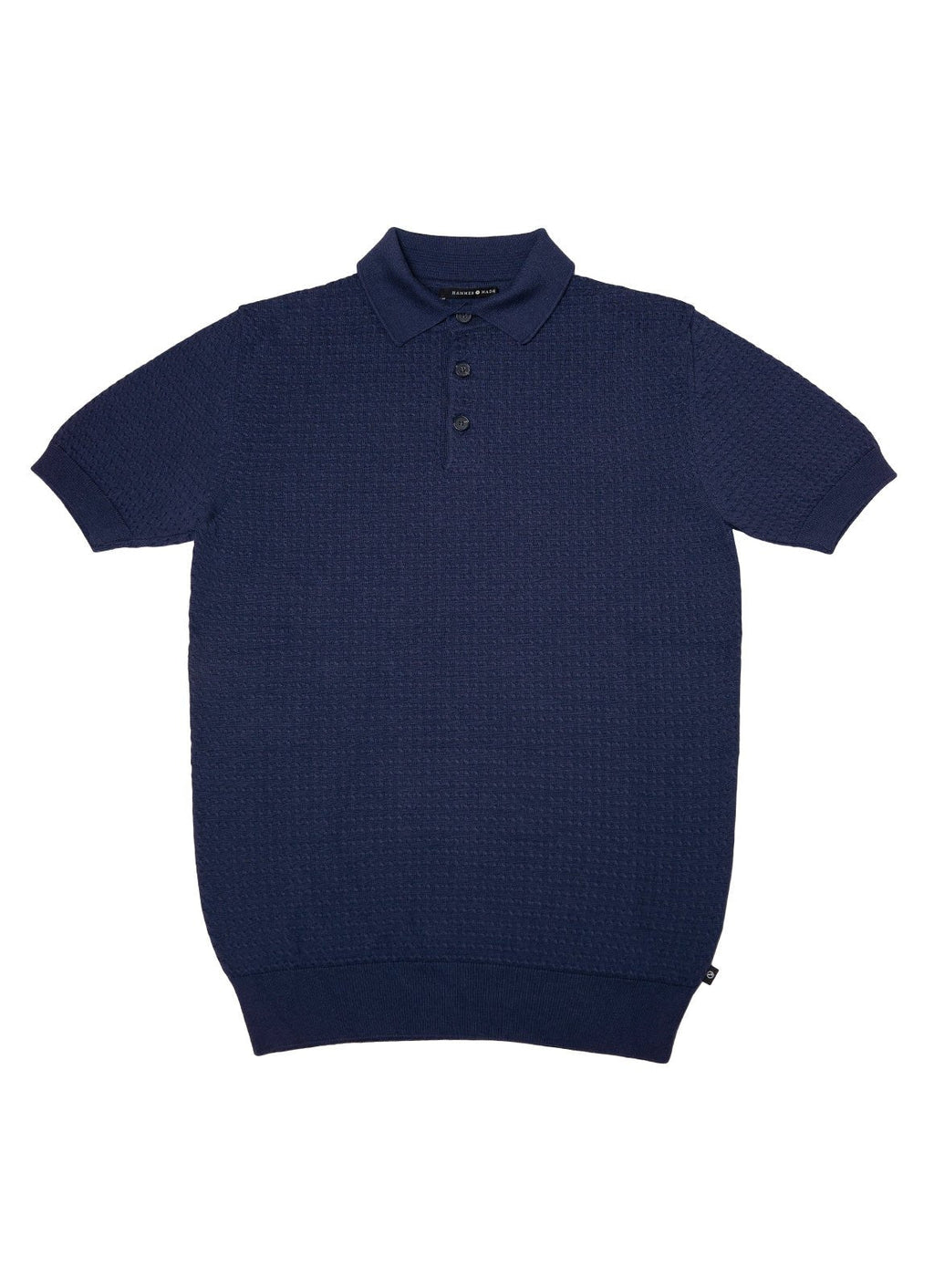 Short Sleeve Mini Cable Knit Polo — 3-Button Collar, Cotton-Modal Blend, Soft Touch