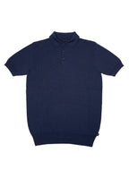 Short Sleeve Mini Cable Knit Polo — 3-Button Collar, Cotton-Modal Blend, Soft Touch