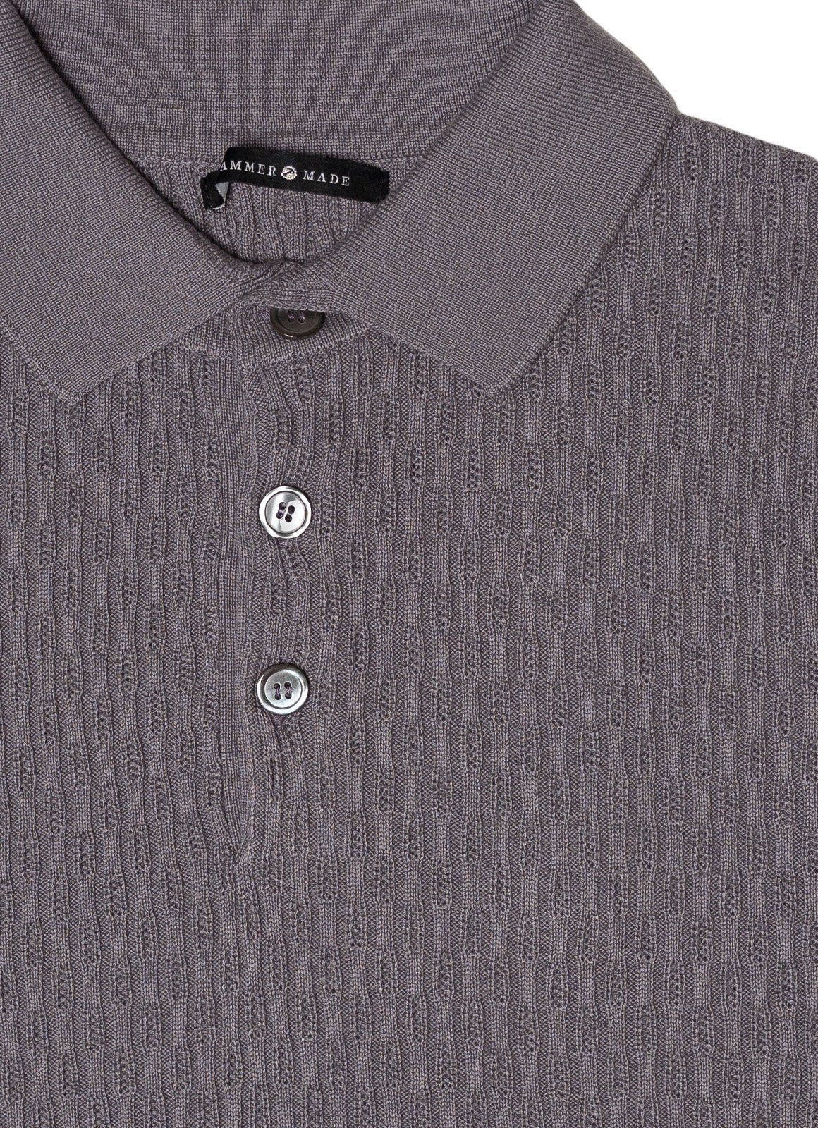 Short Sleeve Caterpillar Rib Knit Polo — 3-Button Collar, Cotton-Modal Blend, Soft Touch