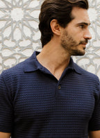 Short Sleeve Mini Cable Knit Polo — 3-Button Collar, Cotton-Modal Blend, Soft Touch
