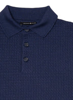 Short Sleeve Mini Cable Knit Polo — 3-Button Collar, Cotton-Modal Blend, Soft Touch