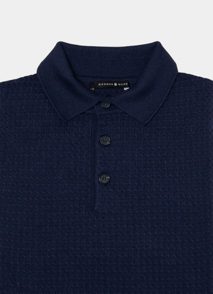 Short Sleeve Mini Cable Knit Polo — 3-Button Collar, Cotton-Modal Blend, Soft Touch
